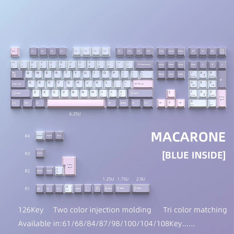 126 Keys Cherry Profile Minimalist PBT Keycaps - Keebookeys