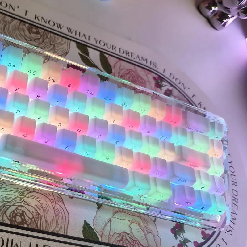 130 Keys OEM Profile Transparent Fog Theme PBT Keycaps - Keebookeys