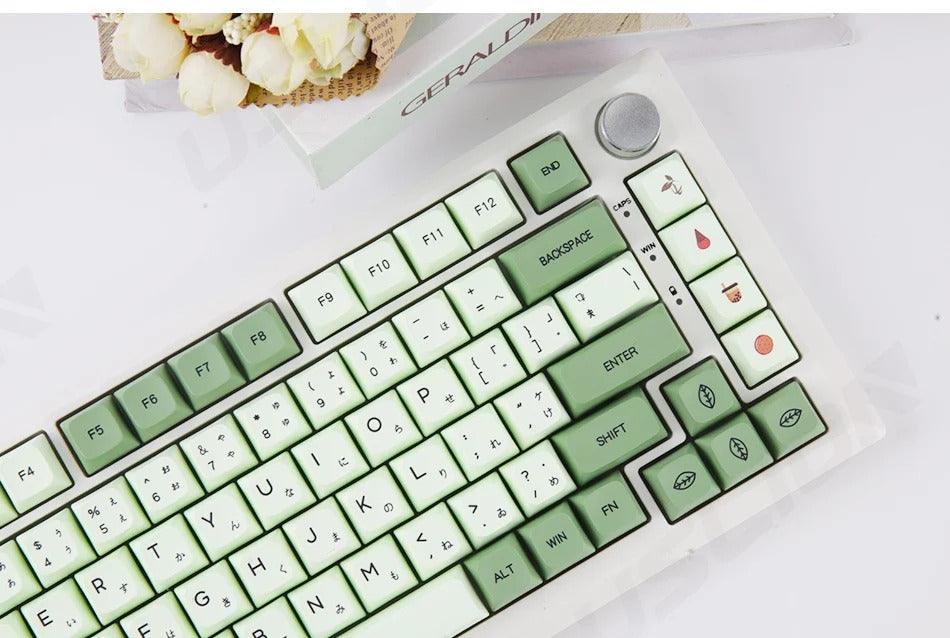 123 Keys XDA Profile Green Tea PBT Keycaps - Keebookeys