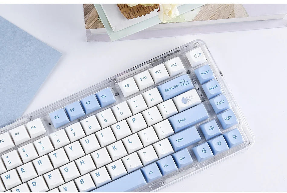 133 Keys XDA Profile Ocean Whale Theme PBT Keycaps - Keebookeys
