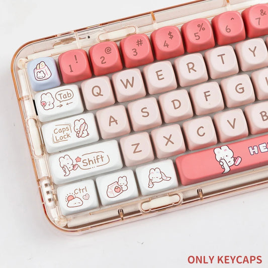 140 Keys SOA Profile Shopping Rabbit Theme PBT Keycaps - Keebookeys
