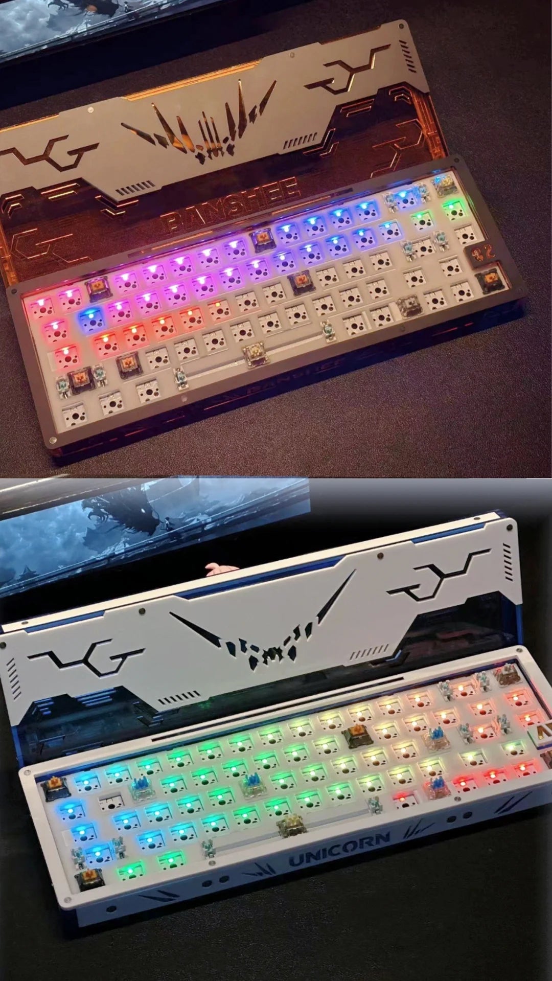 Zuoer 68 Handcrafted Acrylic Keyboard - Gundam Unicorn Theme - Keebookeys