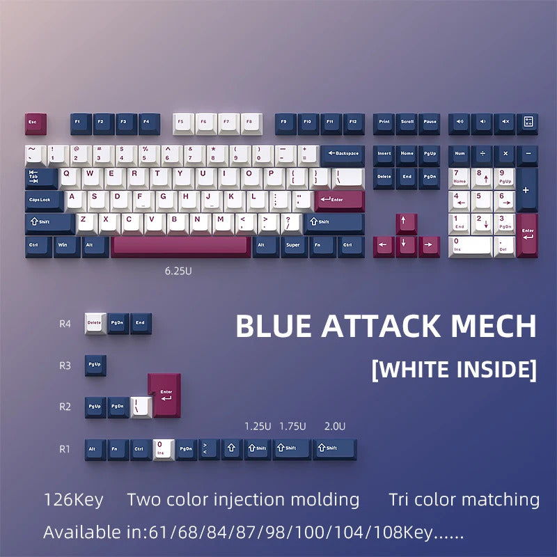 126 Keys Cherry Profile Minimalist PBT Keycaps - Keebookeys