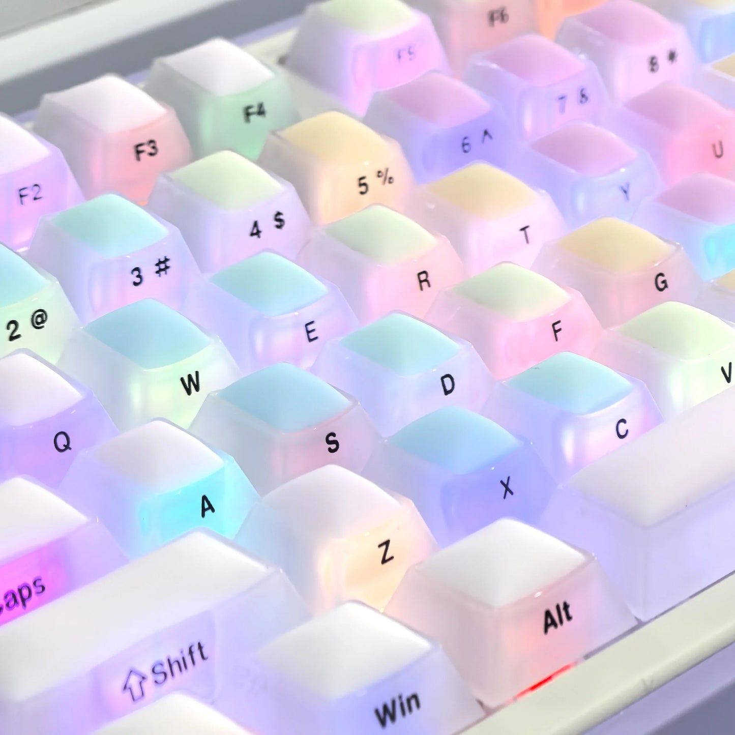 124 Keys Cherry Profile Rainbow Soft Candy Keycaps - Keebookeys