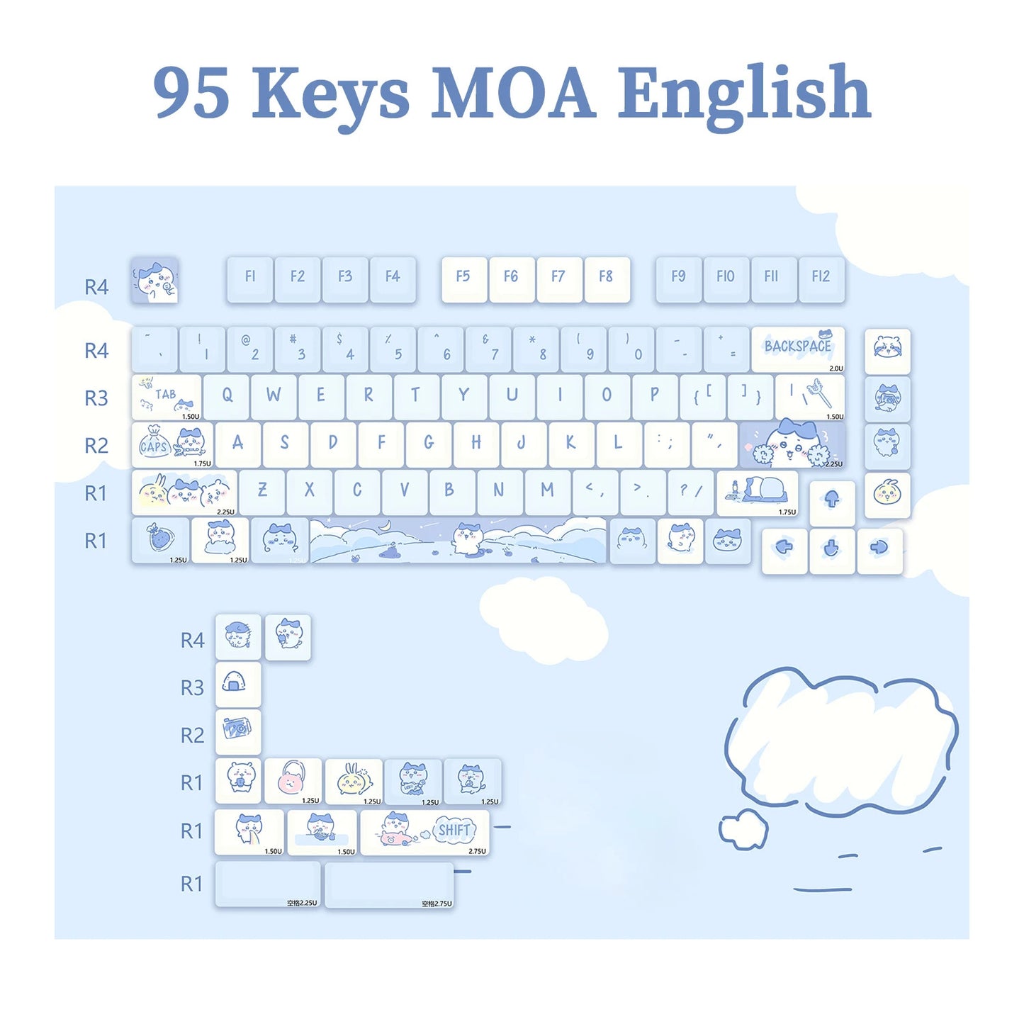 95 Keys Sweet Zoo Series MOA Profile PBT Keycaps - Keebookeys