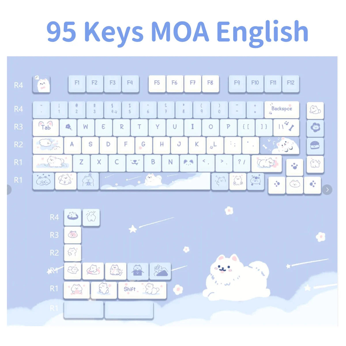 95 Keys Sweet Zoo Series MOA Profile PBT Keycaps - Keebookeys