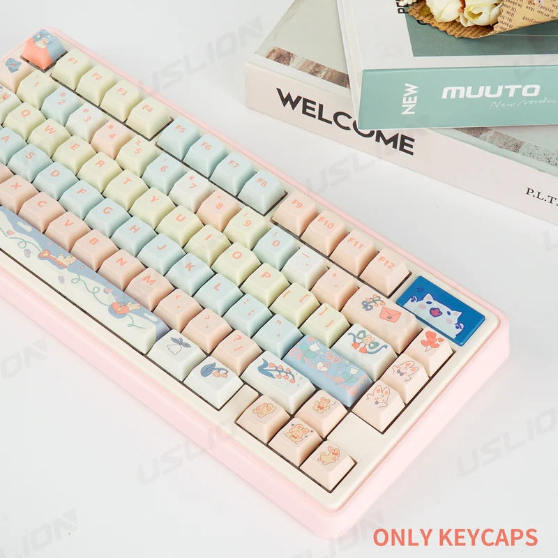 95 Keys Bunny & Cat PBT Keycaps Cherry Profile - Keebookeys