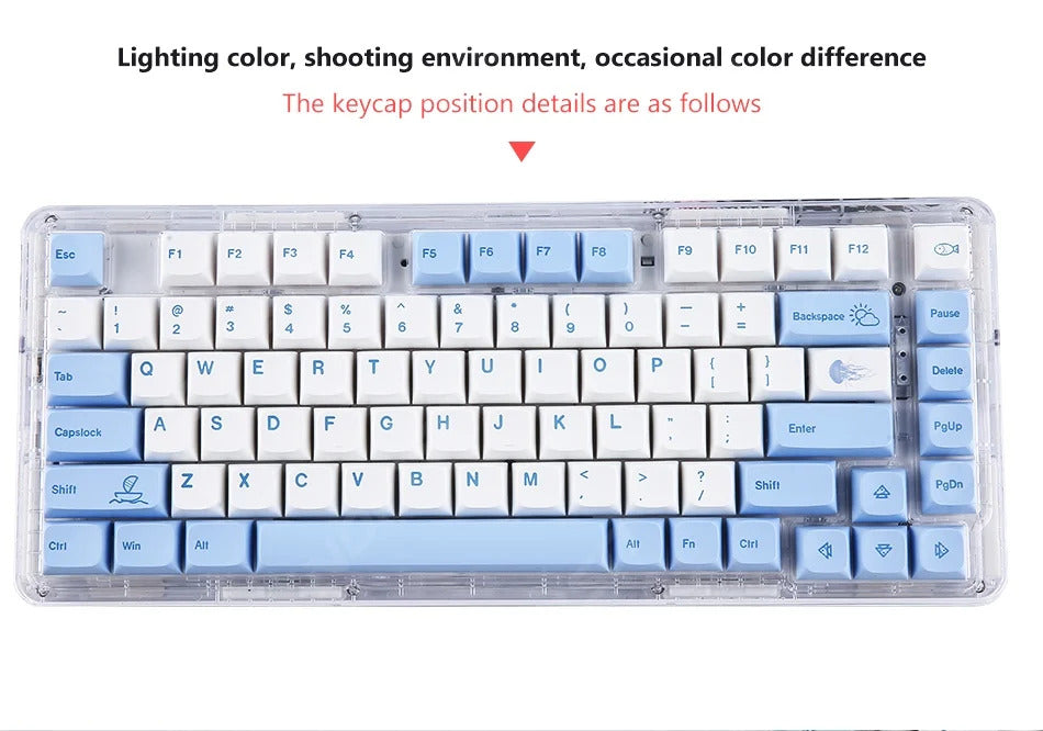 133 Keys XDA Profile Ocean Whale Theme PBT Keycaps - Keebookeys