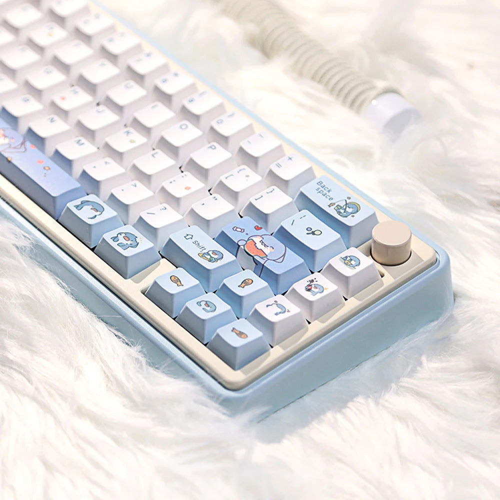 131 Keys Cherry Profile Cartoon Shark Theme PBT Keycaps - Keebookeys