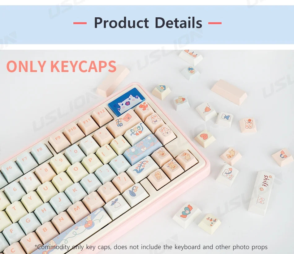 95 Keys Bunny & Cat PBT Keycaps Cherry Profile - Keebookeys