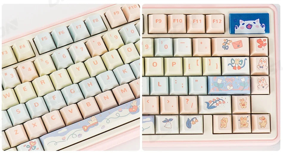 95 Keys Bunny & Cat PBT Keycaps Cherry Profile - Keebookeys