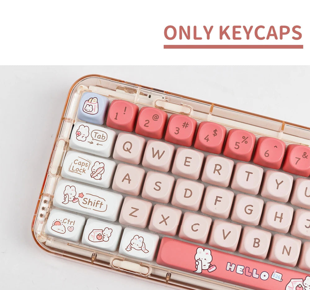 140 Keys SOA Profile Shopping Rabbit Theme PBT Keycaps - Keebookeys