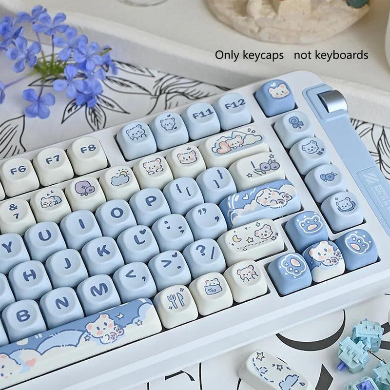 USLION 132 Keys MOA Profile Ice Cream Bear Theme PBT Keycaps - Keebookeys