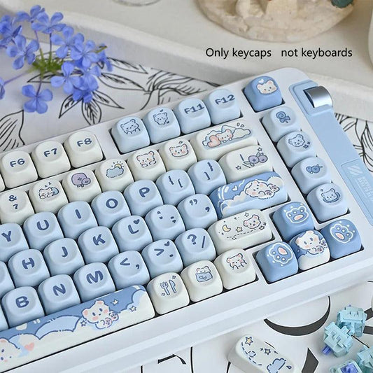 USLION 132 Keys MOA Profile Ice Cream Bear Theme PBT Keycaps - Keebookeys