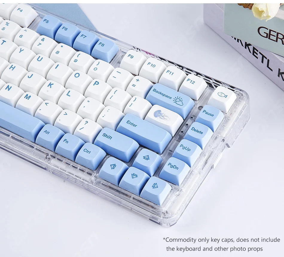 133 Keys XDA Profile Ocean Whale Theme PBT Keycaps - Keebookeys