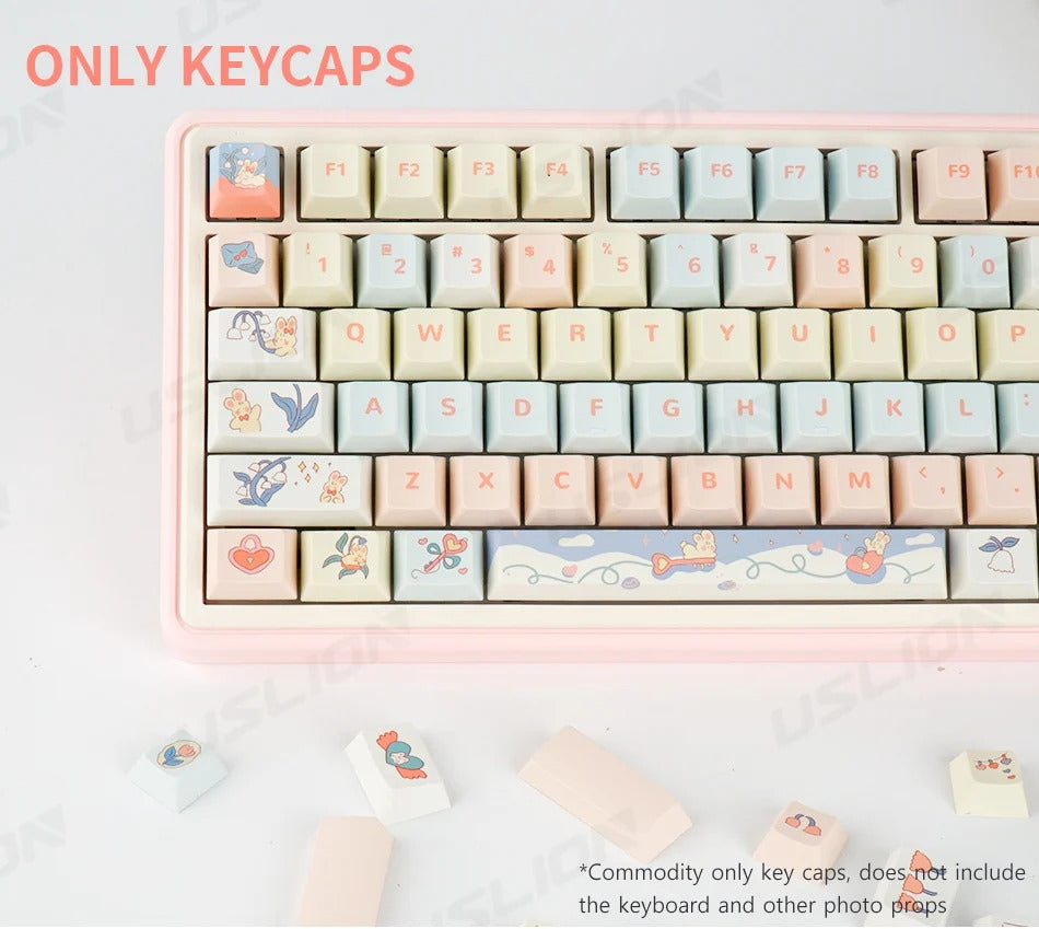 95 Keys Bunny & Cat PBT Keycaps Cherry Profile - Keebookeys