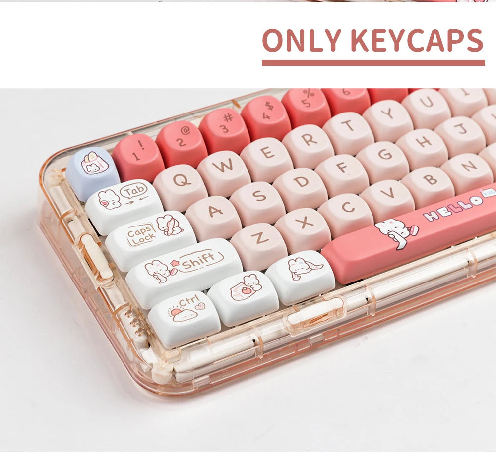 140 Keys SOA Profile Shopping Rabbit Theme PBT Keycaps - Keebookeys