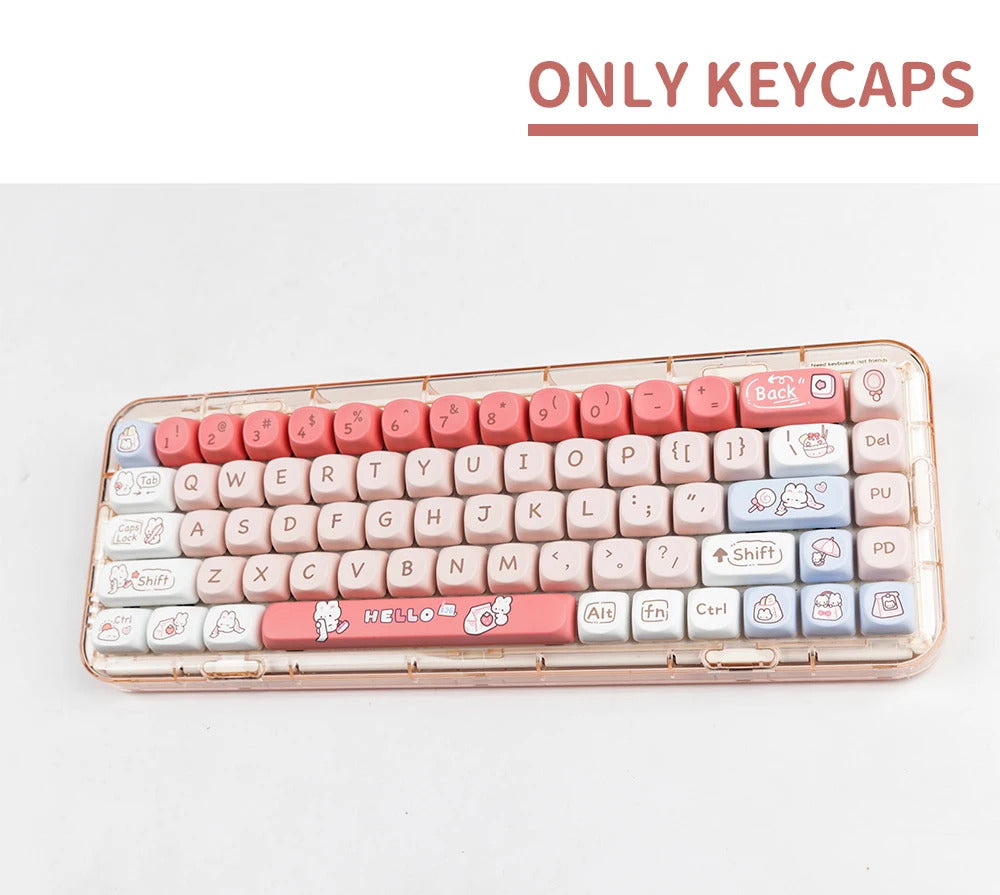 140 Keys SOA Profile Shopping Rabbit Theme PBT Keycaps - Keebookeys
