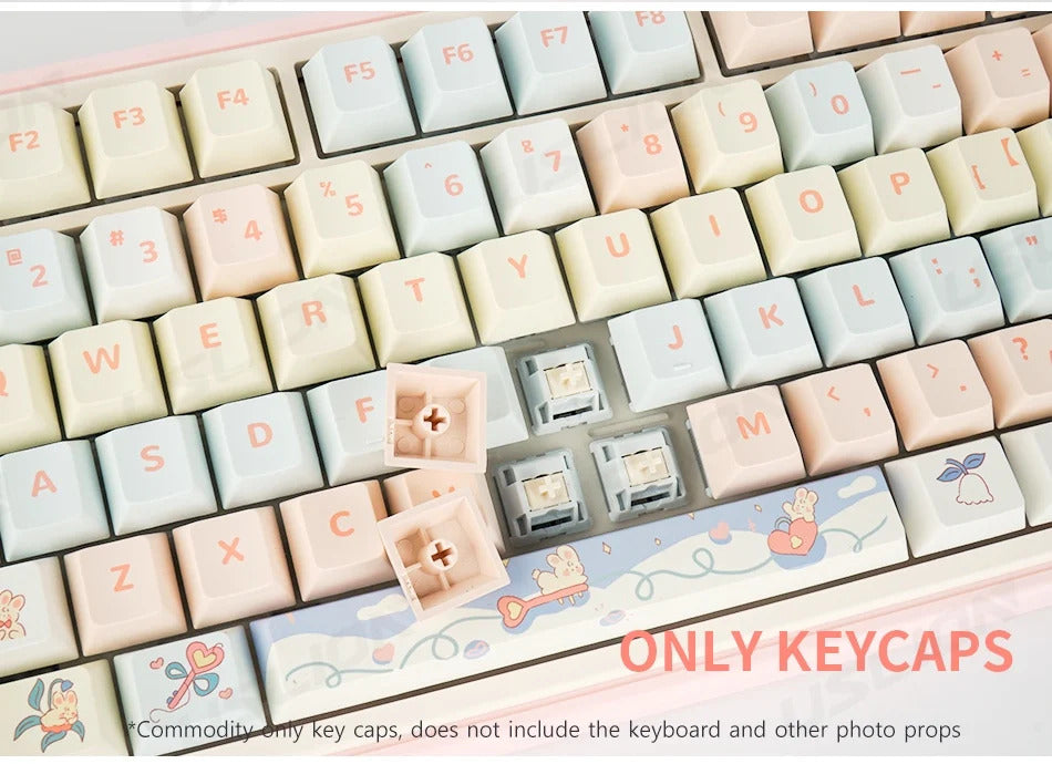95 Keys Bunny & Cat PBT Keycaps Cherry Profile - Keebookeys