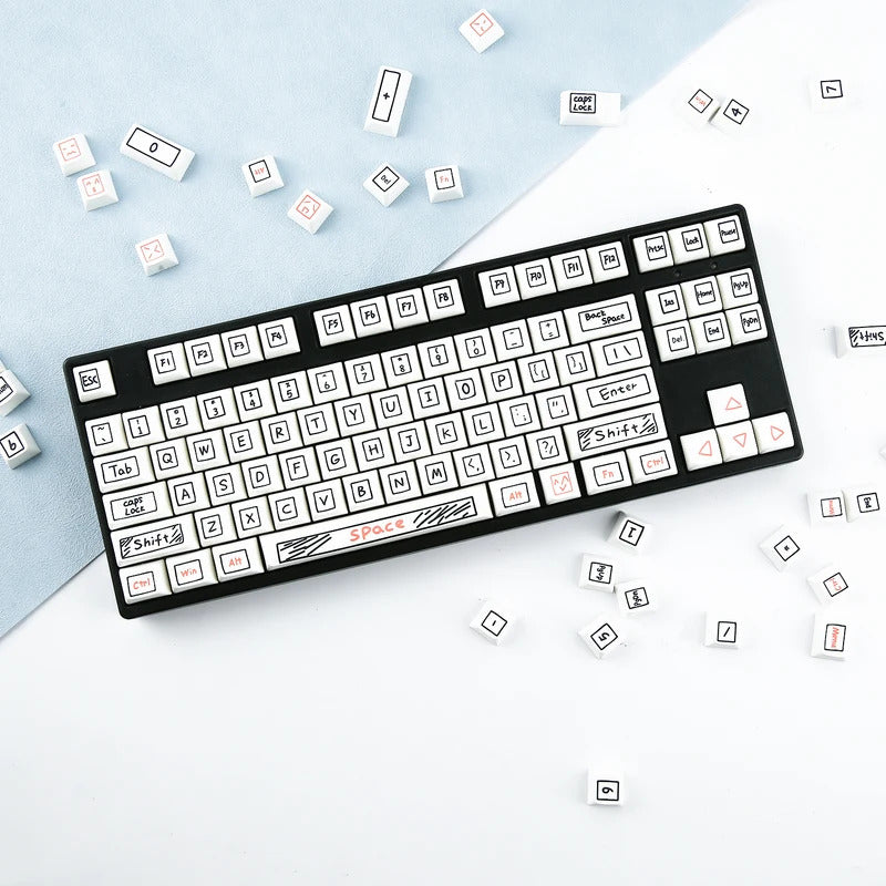 125 Keys Graffiti Theme XDA Profile PBT Keycaps - Keebookeys