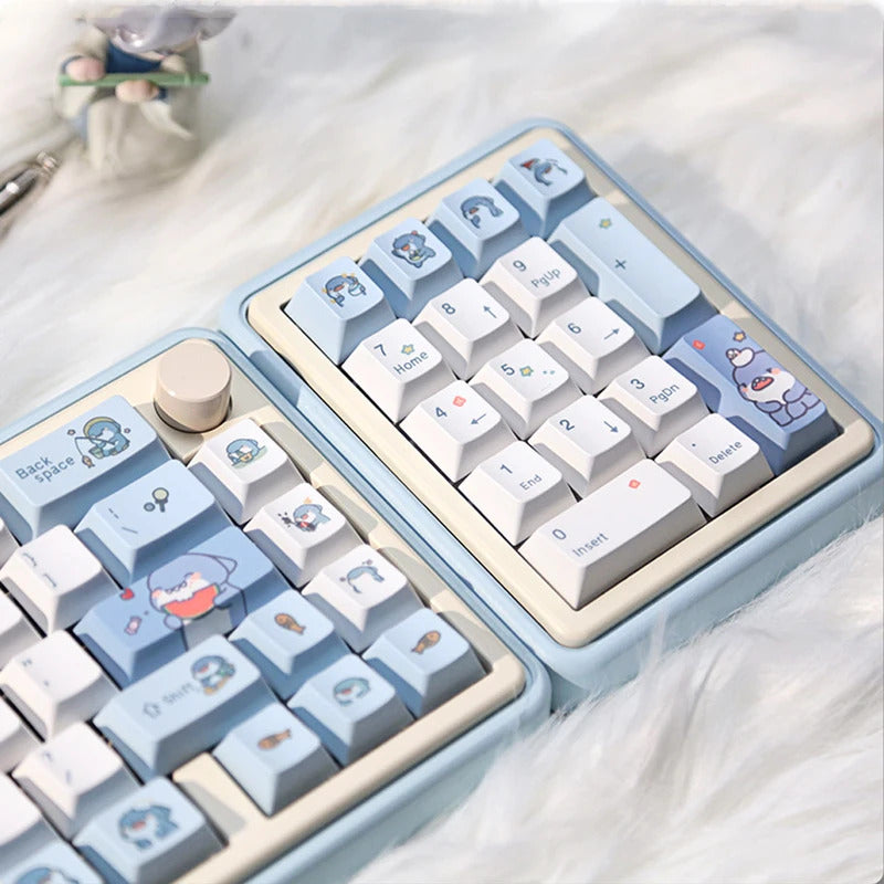 131 Keys Cherry Profile Cartoon Shark Theme PBT Keycaps - Keebookeys
