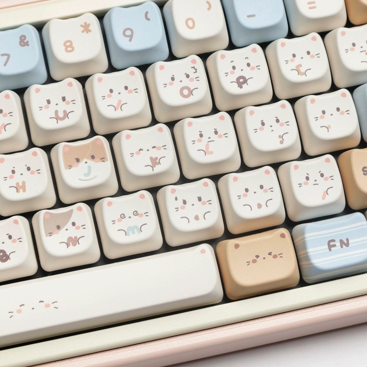 MOA Profile Sea Salt Cat PBT Keycaps - Keebookeys