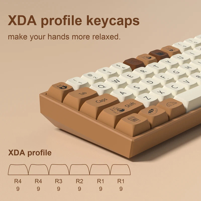 XDA Profile 143 Keys Coffee Cat PBT Keycaps - Keebookeys