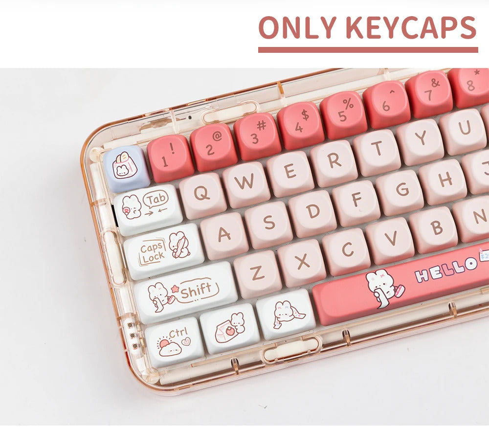 140 Keys SOA Profile Shopping Rabbit Theme PBT Keycaps - Keebookeys