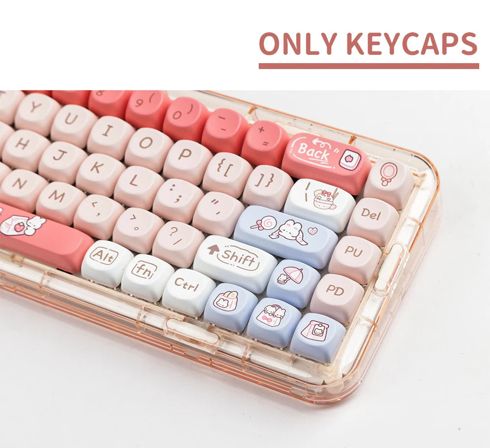 140 Keys SOA Profile Shopping Rabbit Theme PBT Keycaps - Keebookeys