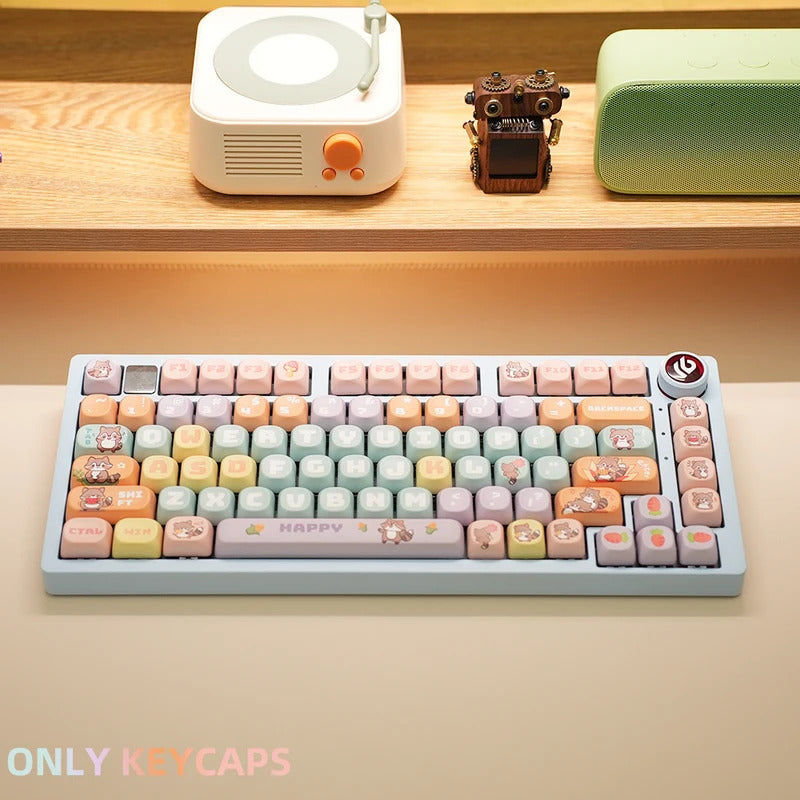 126 Keys MOA Profile Colorful Dogs & Raccoon Theme PBT Keycaps - Keebookeys
