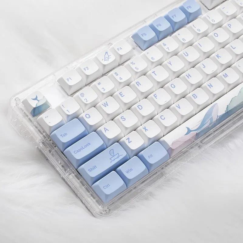 133 Keys XDA Profile Ocean Whale Theme PBT Keycaps - Keebookeys