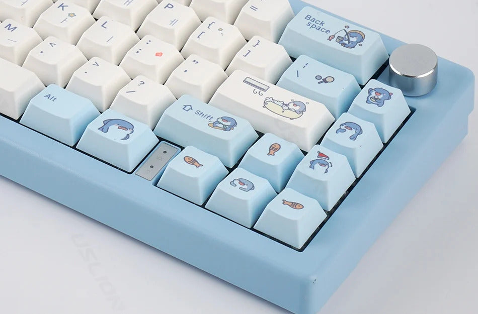 131 Keys Cherry Profile Cartoon Shark Theme PBT Keycaps - Keebookeys