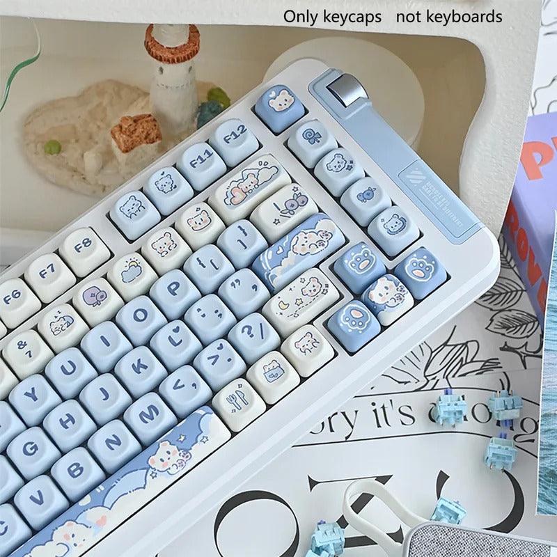 USLION 132 Keys MOA Profile Ice Cream Bear Theme PBT Keycaps - Keebookeys