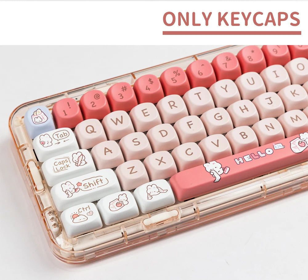 140 Keys SOA Profile Shopping Rabbit Theme PBT Keycaps - Keebookeys