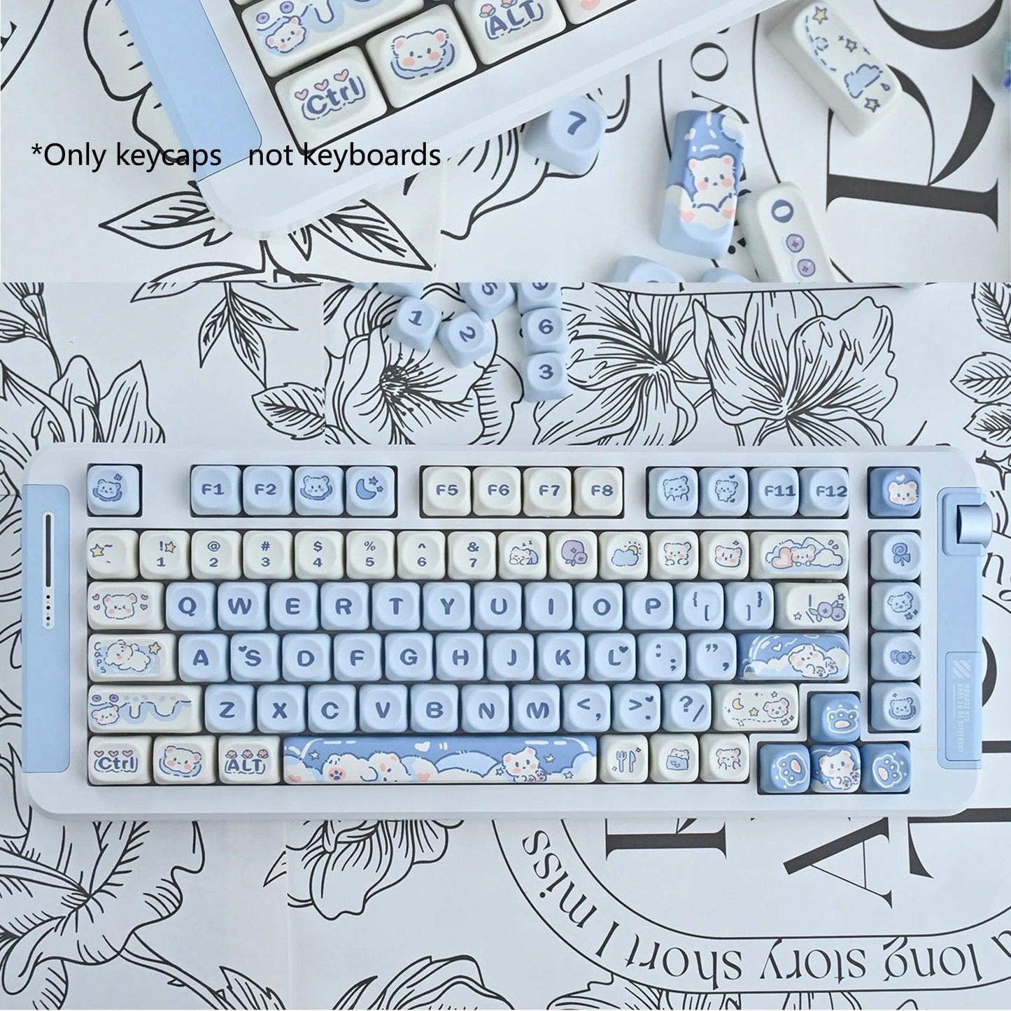 USLION 132 Keys MOA Profile Ice Cream Bear Theme PBT Keycaps - Keebookeys