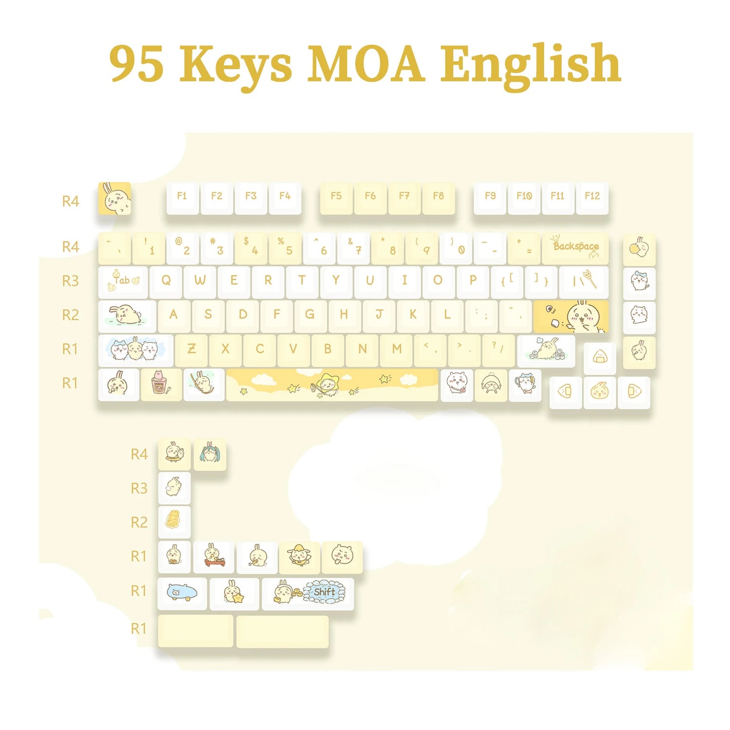 95 Keys Sweet Zoo Series MOA Profile PBT Keycaps - Keebookeys