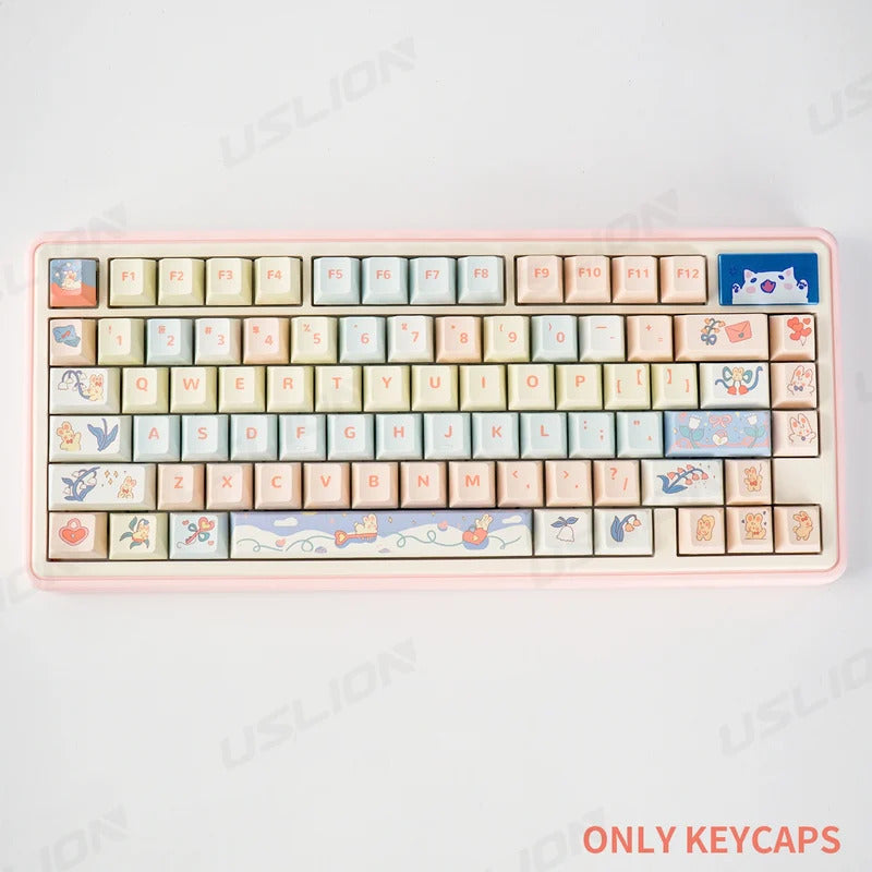 95 Keys Bunny & Cat PBT Keycaps Cherry Profile - Keebookeys
