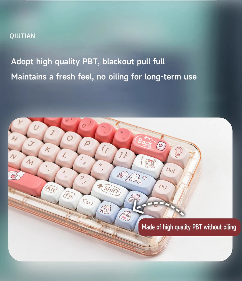 140 Keys SOA Profile Shopping Rabbit Theme PBT Keycaps - Keebookeys