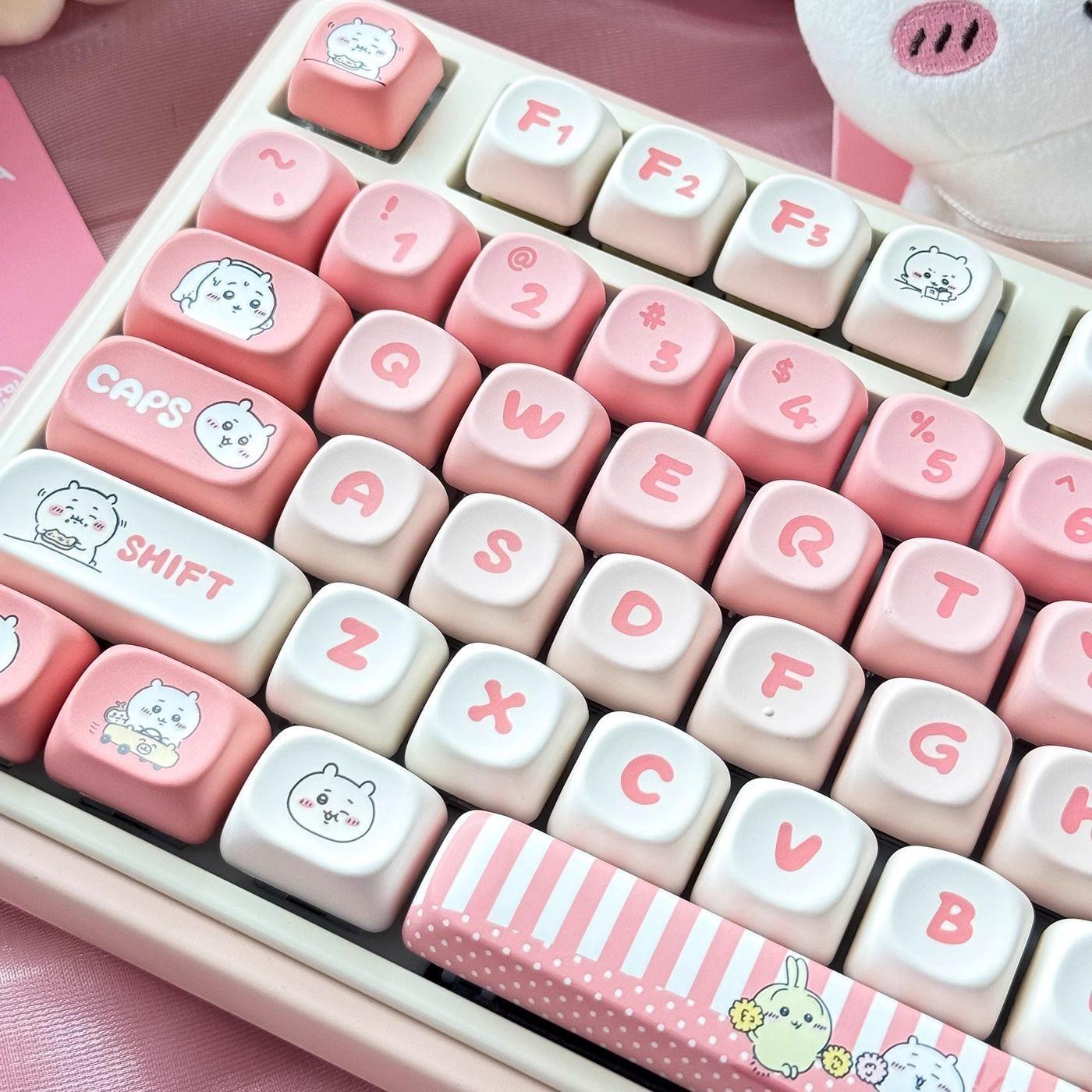 MOA Profile Pink Jiji Keycaps - Keebookeys