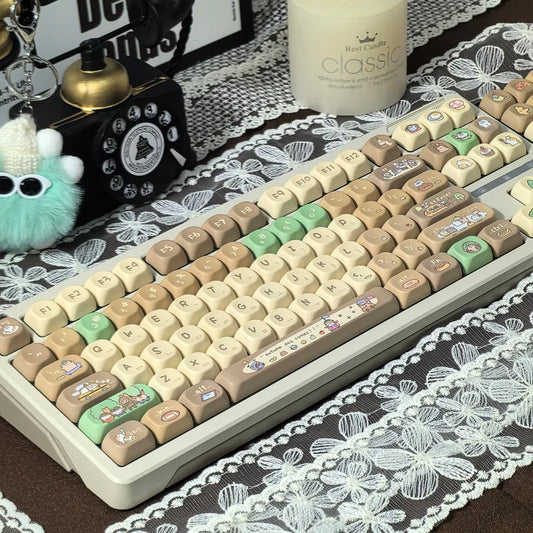 MOA Profile Khaki Cocoa Theme PBT Keycap - Keebookeys