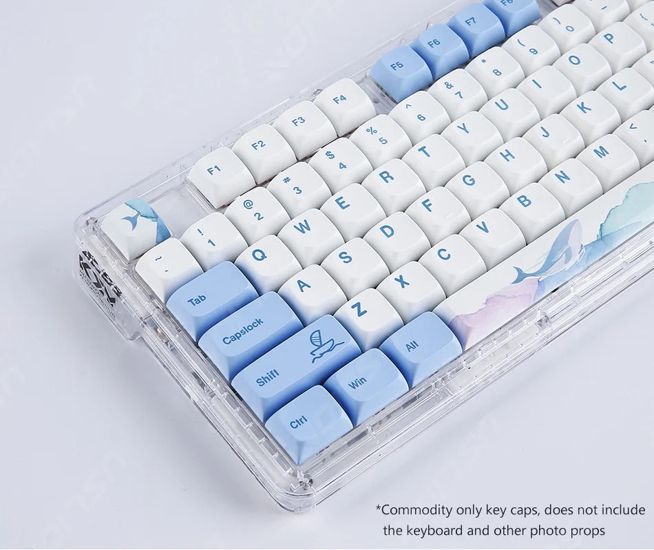 133 Keys XDA Profile Ocean Whale Theme PBT Keycaps - Keebookeys