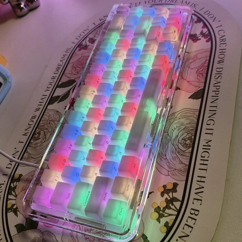 130 Keys OEM Profile Transparent Fog Theme PBT Keycaps - Keebookeys