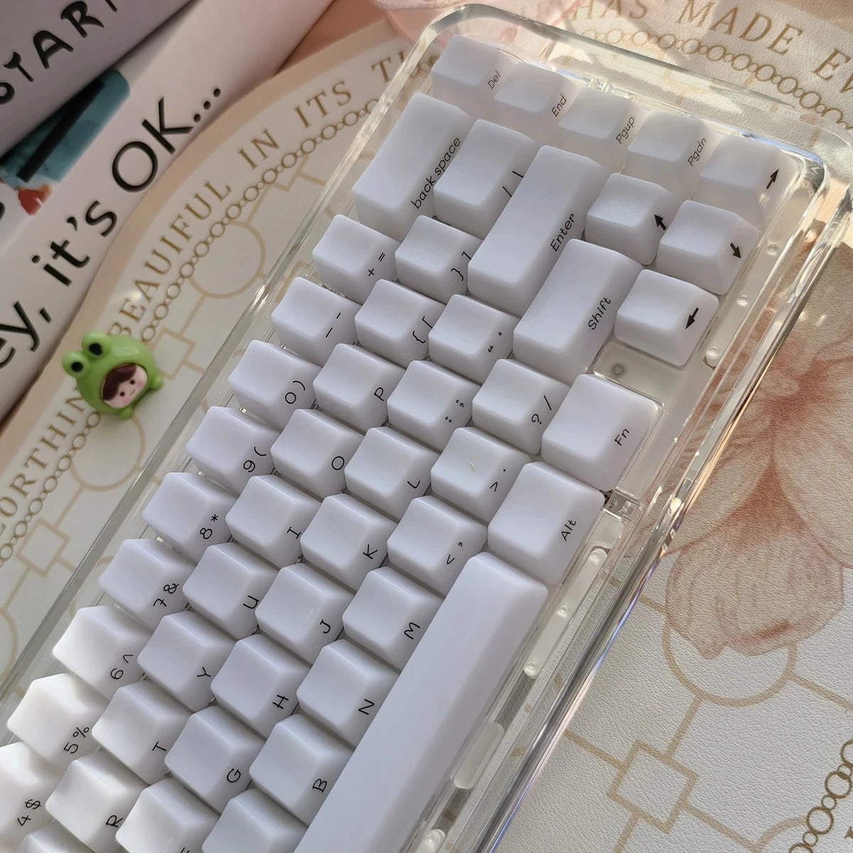 130 Keys OEM Profile Transparent Fog Theme PBT Keycaps - Keebookeys