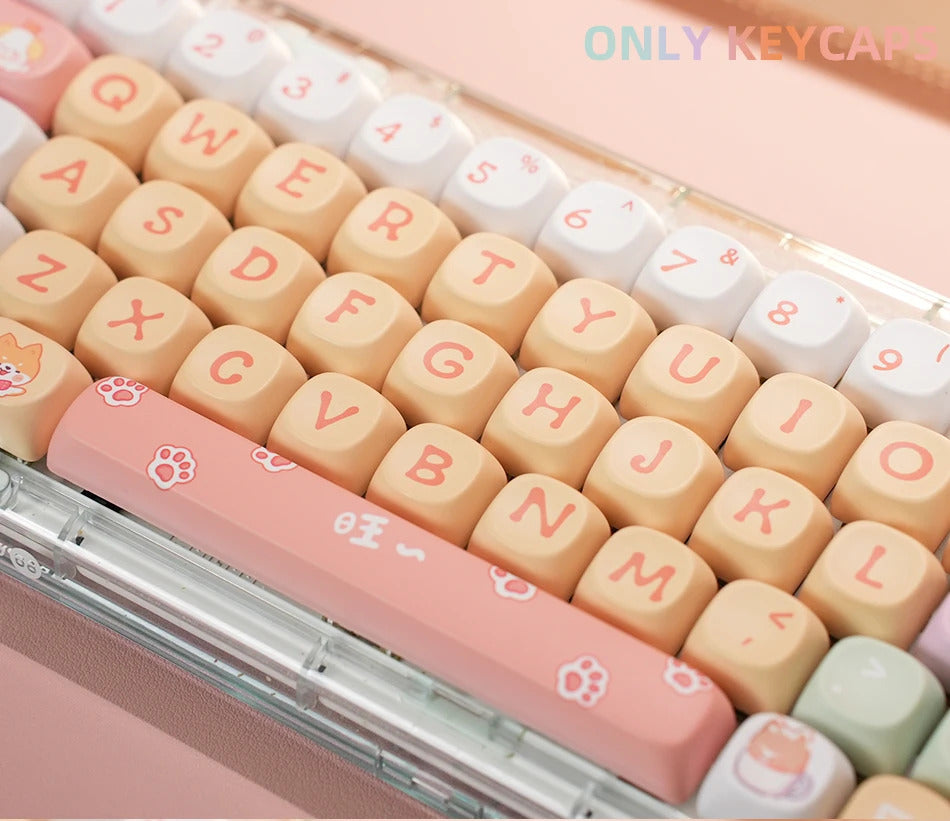 126 Keys MOA Profile Colorful Dogs & Raccoon Theme PBT Keycaps - Keebookeys