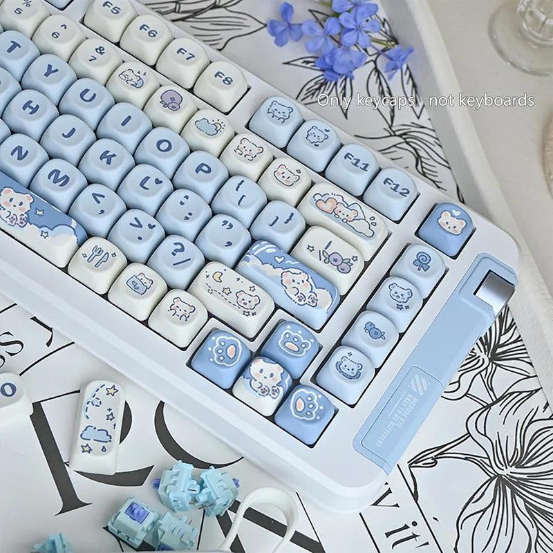 USLION 132 Keys MOA Profile Ice Cream Bear Theme PBT Keycaps - Keebookeys