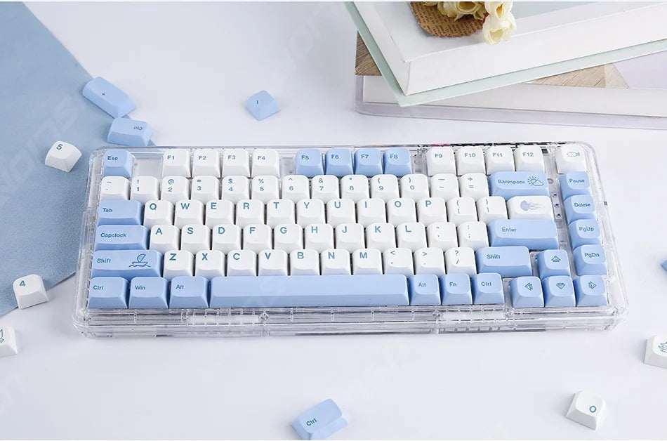 133 Keys XDA Profile Ocean Whale Theme PBT Keycaps - Keebookeys