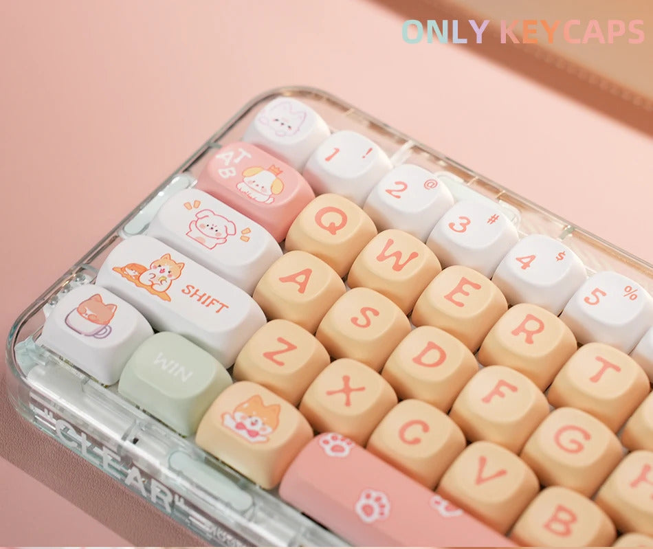 126 Keys MOA Profile Colorful Dogs & Raccoon Theme PBT Keycaps - Keebookeys