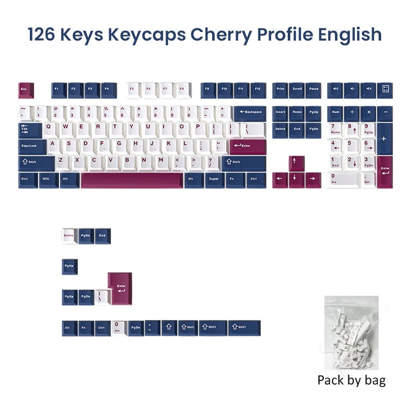 126 Keys Cherry Profile Minimalist PBT Keycaps - Keebookeys