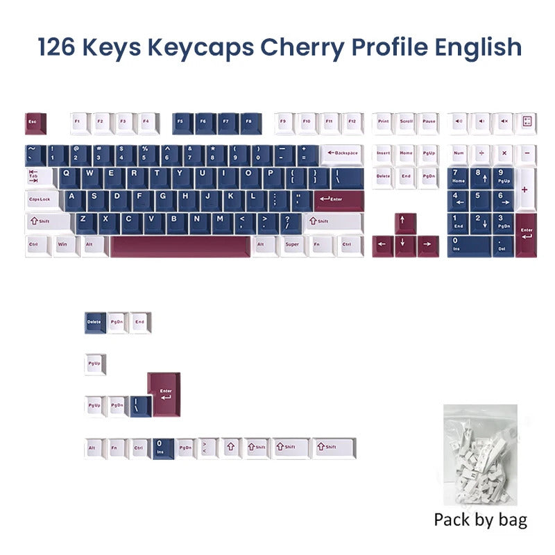 126 Keys Cherry Profile Minimalist PBT Keycaps - Keebookeys