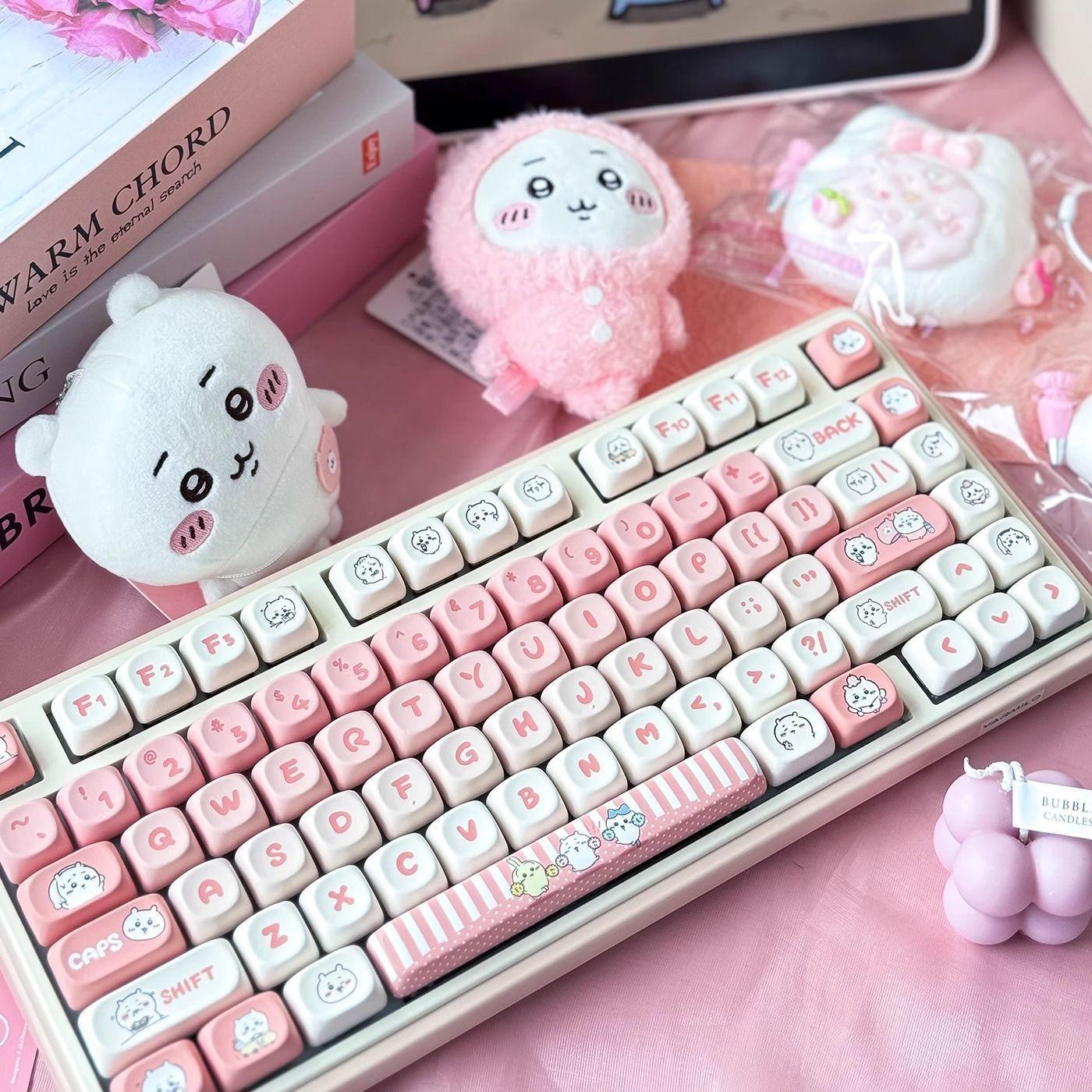 MOA Profile Pink Jiji Keycaps - Keebookeys